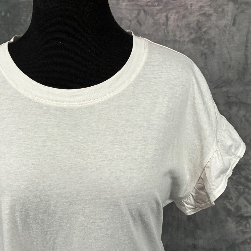 J. Crew White Tiered Ruffle Sleeve T Shirt Midi Dress Women's‎ Size S - Picture 3 of 8